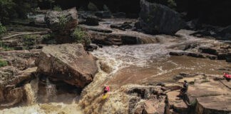 Shane McManus running Big Splat on the Lower Big Sandy in 2022