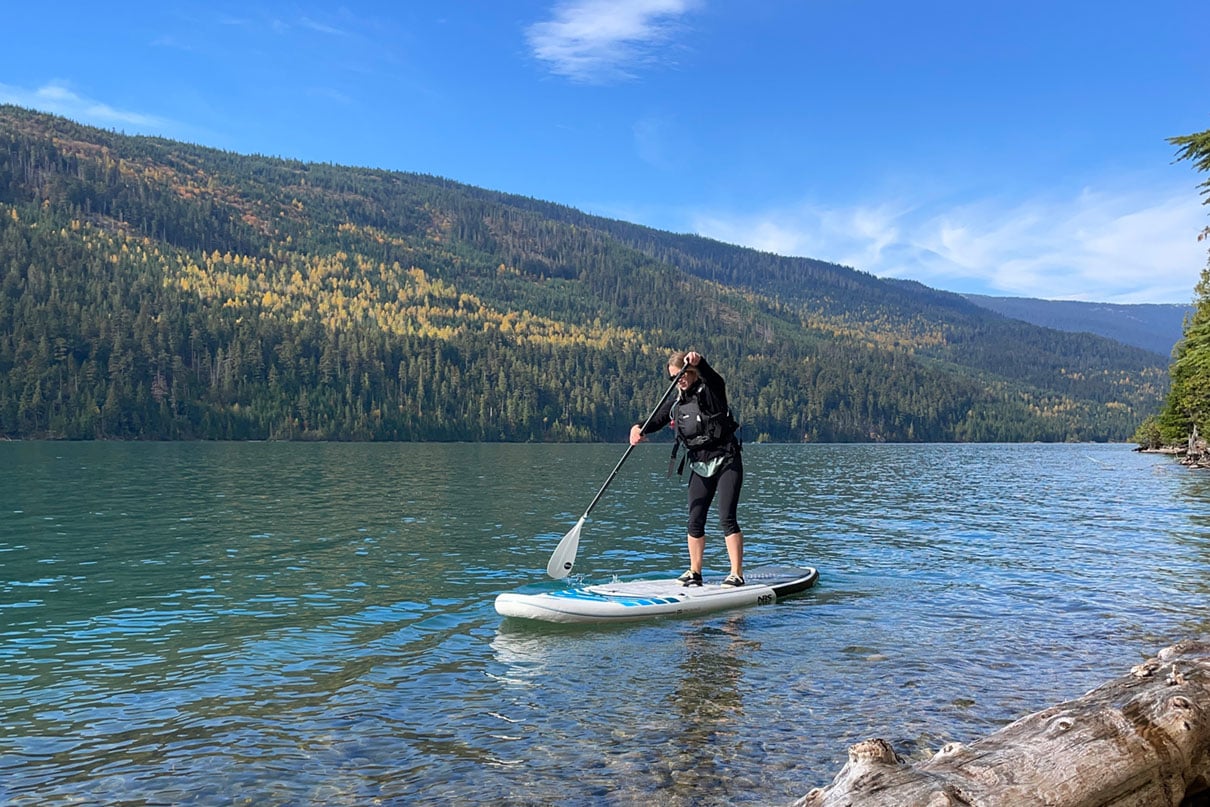 Brenna Kelly paddles the NRS Jukdo inflatable paddleboard