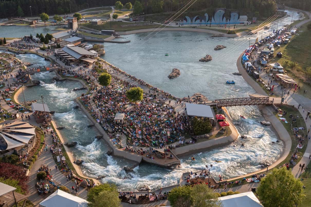 overhead view of the U.S. National Whitewater Center in Charlotte, North Carolina