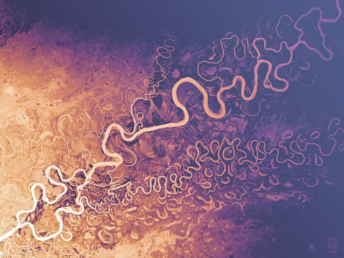 an artistic LIDAR map of the Porcupine River by Daniel Coe